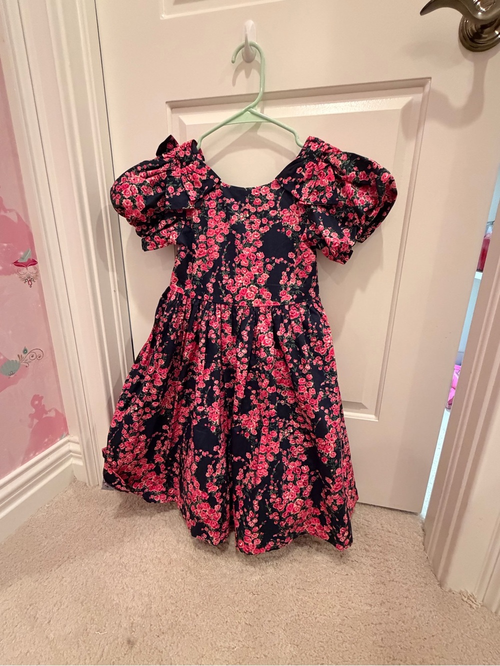 Janie and Jack Navy Dress with Pink Floral Print American girl